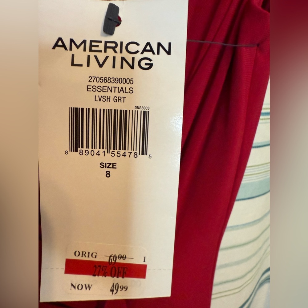 Womens American Living Red V Neck Wrap Dress Sz 8 Ruffle Stretch NWT NEW vneck - Picture 8 of 12